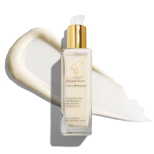 LUXEBEAUTY Non-Greasy Hyaluronic Acid Moisturizer – Coconut-Scented Lotion, Silicone-Free, No Fillers – With Organic and Plant-Based Ingredients - Anti-Aging Hydrating Facial Cream – Travel Size 2oz