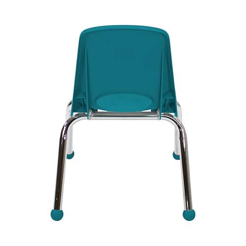 Image of FDP 12 inch School Stack Chair,Stacking Student Seat with Chromed Steel Legs and Ball Glides for Classroom, Homeschool or Learning Space - Teal, 11555-TL