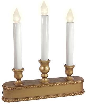 Christmas LED 3-Light Candolier, Battery-Operated, Gold, 10-In.