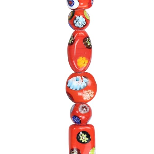Bead Landing Red Millefiori Mixed Beads – 96 Total Glass