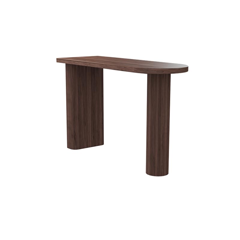Modern Pub Table with Twin Support Base, Rectangular Bar Table 120x45x105 cm, Ash Wood Top High Table for Kitchen Dining, Living Room Bar Furniture, Cocoa Finish | Mini Bar for Home-image-47