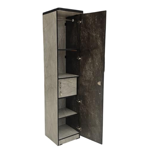 Image of Single Door Wardrobe for PGs,Hostels, Dormitory.1 Door Wardrobe with Lock Gujjubazar (Light caspio Marble)