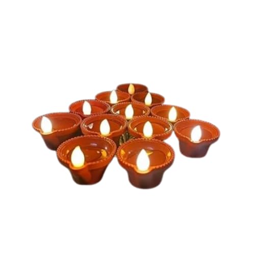 Eco-Friendly Water Sensor LED Diya Set – Warm Yellow Light, Smokeless, Fireless, Button Cell Powered – Perfect for Diwali, Pooja, and Home Décor