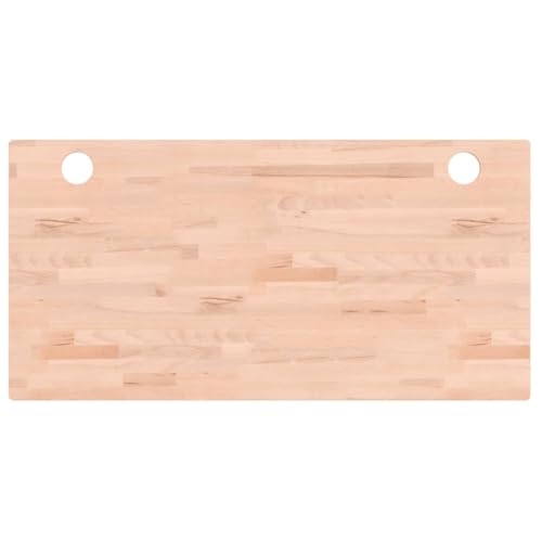 vidaXL Schreibtischplatte, Tischplatte mit 4 abgerundeten Ecken, Arbeitsplatte Platte für Schreibtisch Esstisch, Holzplatte Bürotischplatte, 100x50x2,5 cm Massivholz Buche