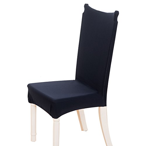 uxcell Dining Chair Covers, Stretch Bar Stool Slipcover Solid Classic Kitchen Chair Protector Spandex Short Chair Seat Cover for Home Decorative/Dining Room/Party/Wedding Dark Blue