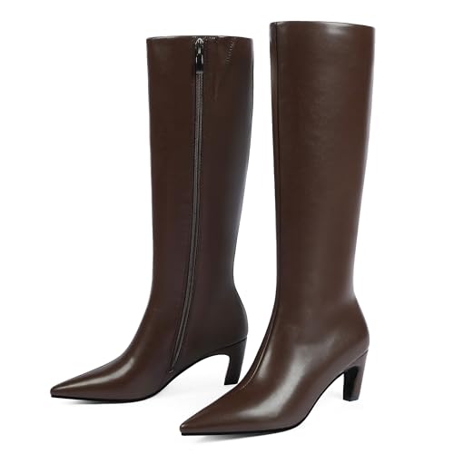 Modatope Knee High Boots for Women Pointed Toe Low Kitten Heel Womens Fashion Fall Tall Boots2