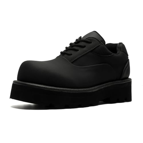 Men's Trendy Chunky Platform Oxford Formal Height Increasing Dress Shoes Fashion Casual Leather Shoes Black - Main Image