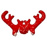 車用トナカイの角 - 48x35x6cm クリスマス鹿角カーキット、レッドノーズ付き完全車両装飾セット、耐久性のあるルーフトップグリルマウント | SUV トラック自動ホリデーお祝い装飾ディスプレイ