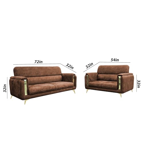 Image of Casaliving Gelio 3+2 Seater Sofa Set for Living Room (Brown Colour) Premium Fabric Sofa