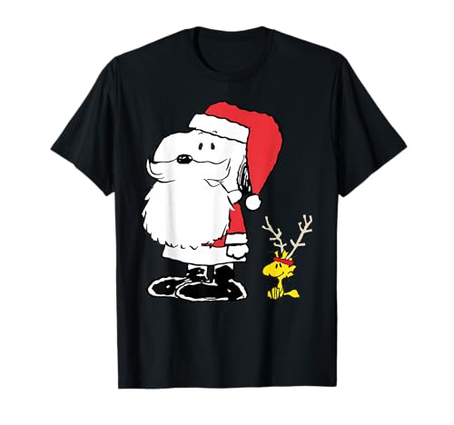 Peanuts Holiday Snoopy Woodstock Antlers Santa Short Sleeve T-Shirt