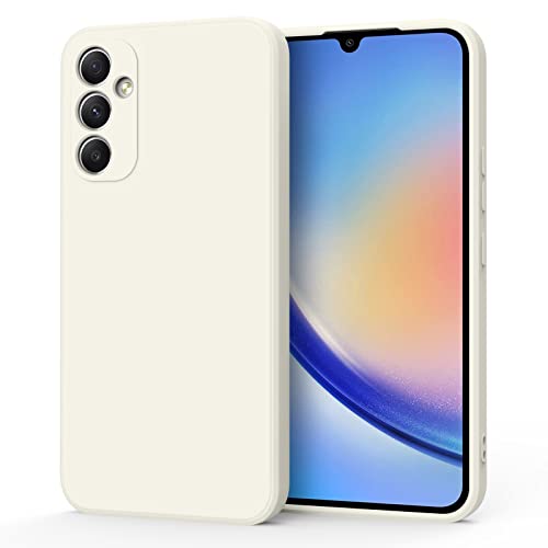 Tobfit Silicone Phone Case Compatible with Samsung Galaxy A34 5G, Soft Protective Smart Phone Case for Women Men, Durable Anti-Scratch Shockproof Phone Cover White