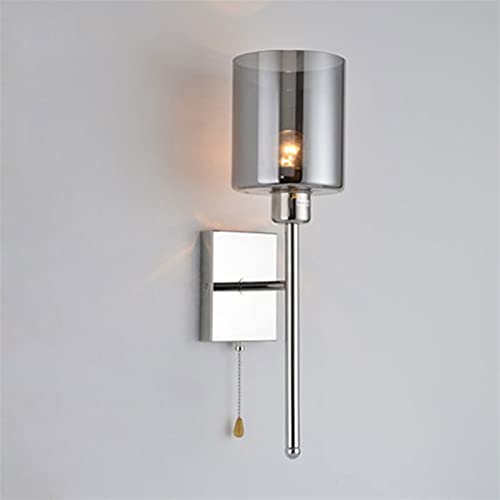 Aplique de pared LED con interruptor de cadena y pantalla de cristal para dormitorio 3