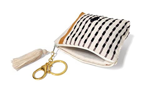 Handmade Sustainable Coin Purse Eco Friendly Cotton Strings Change Wallet Inside Padded Pouch With Keychain And Tassel (Beige C’ob) #TOP2