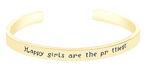 AFFY Unisex Cuff Quotes Bracelet in 14k Yellow Gold Over Sterling Silver