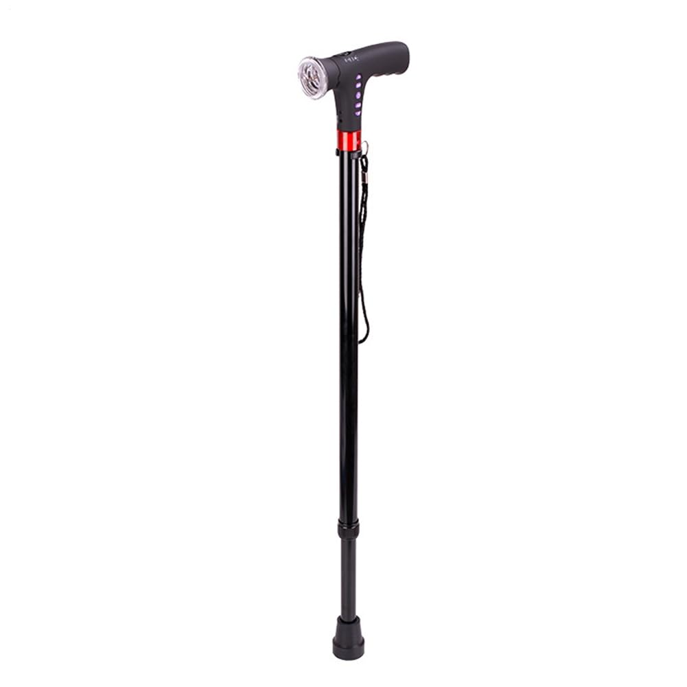 Bastón Plegable Ajustable – Alarma LED, Herramienta de Soporte portátil