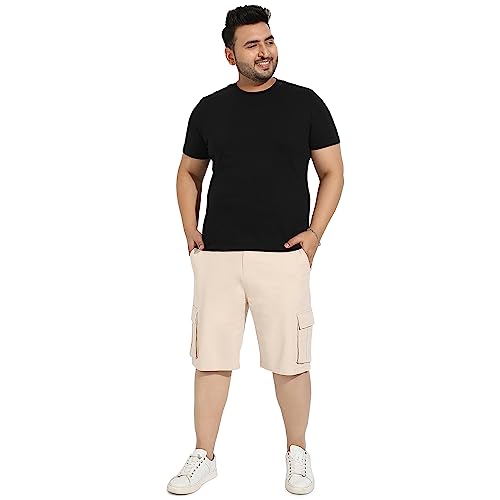 Image of Instafab Plus Men's Cargo Shorts for Casual Wear | 6 Pockets | Plus Size Fit | Button Closure | Cotton Poly Cargo Shorts Crafted with Comfort Fit for Everyday Wear
