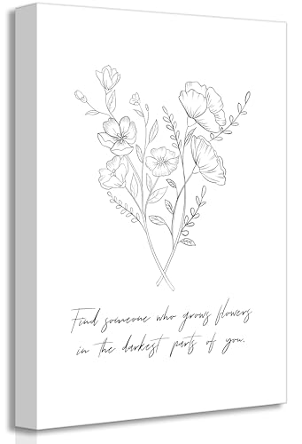 Sun to Me Country Music Inspiration Canvas Wall Art Minimalism Black White Retro Flower Picture Wall Decor Lyric Poster Print Artwork for Bathroom Living Room Bedroom Office Home Decoration