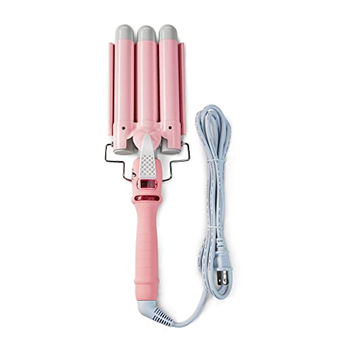 InfaMiss Beauty 3 Barrel Hair Waver Curling Iron -LCD Temp Display- Chic Mermaid Hair Waver Iron - Stunning Mermaid Beach Waves - Long Lasting Waves in Minutes with The Premier, Elite Wave Iron