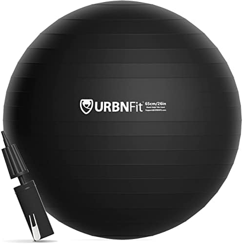 URBNFit Exercise Ball - Yoga Ball for Workout, Pilates, Pregnancy, Stability - Swiss Balance Ball w/Pump - Fitness Ball Chair for Office, Home Gym, Labor- Black, 26 in