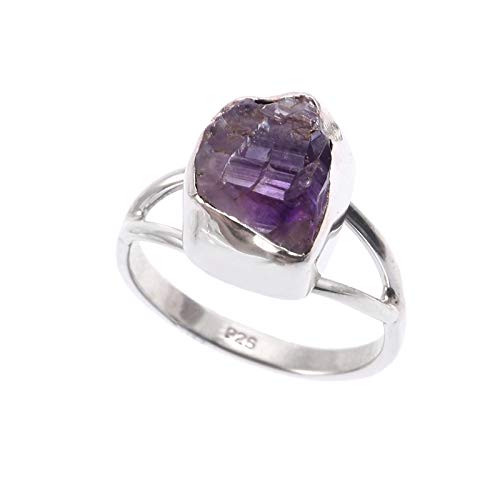 Bague de créateur améthyste brute et argent 925 pour sublimer vos fiançailles