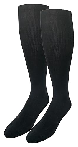 Men's Over The Calf MODAL ULTRA SOFT Dress Socks, Seamless Toe, Flat Knit, OTC Length Socks (Black OTC Flat Knit 2 Pair)