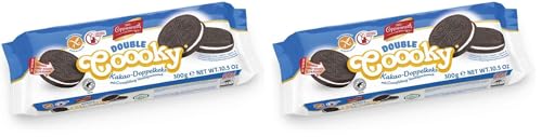 Galletas de Chocolate y Vainilla - Sándwich Relleno con Crema de Vainilla - Snack Sin Gluten y Sin Lactosa - Double Coooky 300g - Coppenrath (Paquete de 2)