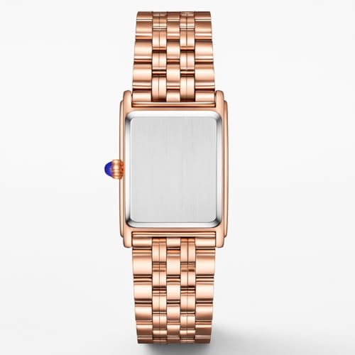 Image of Poshi Sanda Premium White Brass Sqaure Dial Watch | 200mm Rose Gold Stainless Steel Strap Quartz Watch for Women