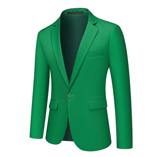 Mens Blazer Lightweight Jacket Casual 1 Button Slim Suit Sport Coat Solid Jacket Green