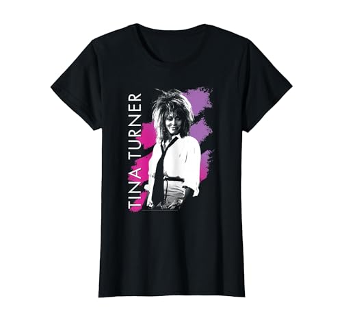 Tina Turner Purple Stripes T-Shirt, Women, Black, Large