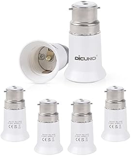 DiCUNO B22 to E27 Socket Converter, Socket Adapter, Bayonet to Screw Edison, BC to ES Lamp Base Adapter for LED Bulbs and Incandescent Bulbs and CFL Bulbs--6 Packs