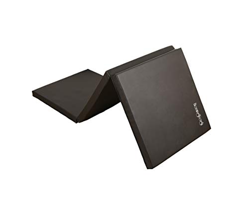 HemingWeigh Tri-Fold Gymnastic Mat; Lightweight Easy Maintenance Great for Yoga Pilates Aerobics Martial Arts; 6.25 x 2 Feet (LxW); 2 Inches Black