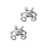 Bonitos aretes de conejo para mujer, de plata de ley 925, hipoalergénicos, con forma de animal de oreja, para mascotas, pequeños aros, ajustables, delicados, para Pascua, cumpleaños, Navidad, regalos