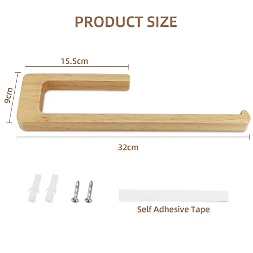 Wooden Kitchen Roll Holder Under Cabinet, Self Adhesive Paper Towel Holder, Wall Mounted Kitchen Roll Holder, Under Cupboard Paper Towel Holder, Self Adhesive or Drillable