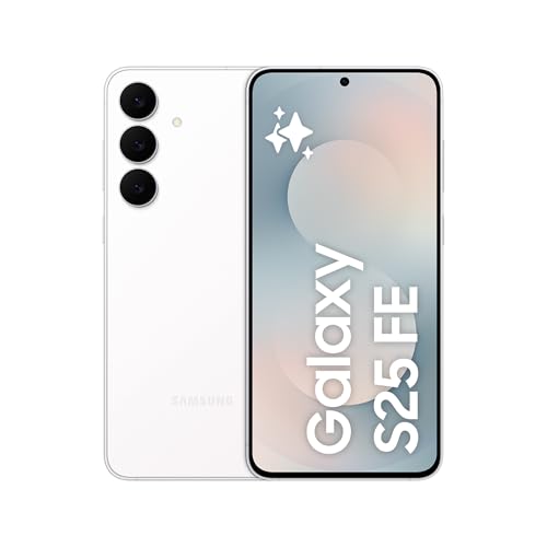 Samsung Galaxy S25 FE 256GB, Teléfono Móvil con IA, Marco Ligero 7,5mm, Pantalla FHD+ 6,7', Cámara 50MP, Exynos 2400, 8GB RAM, Garantía Fabricante 3 Años + 1 Año Extra, Blanco (Versión Española)
