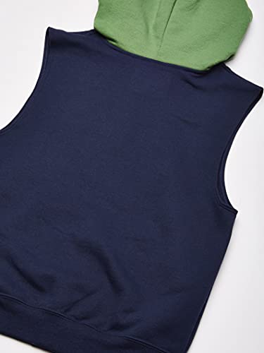 Fruit Of The Loom Boys' Fleece Full Zip Sleeveless Vest, Ghost Navy/Gametime Green/Charcoal Heather, Medium #TOP3