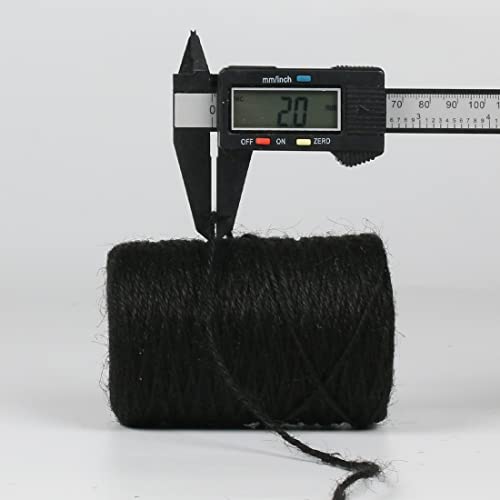 Image of PerkHomy Natural Jute Twine 600 Feet Long Colored Twine Rope for Crafts Gift Wrapping Packing Gardening and Wedding Decor (Black)