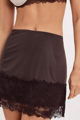 Women Satin Half Slips Low Rise Lace Trim Skirts Short Layered Underskirts Ruffle A Line Floral Lace Mini Skirts3