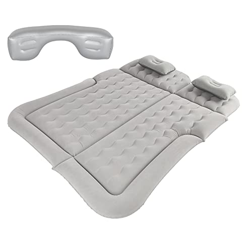Cocoarm Colchón de Aire Flocado de PVC para Coche, Colchón Hinchable de 174x126cm, Bomba Interna de 12V, Relleno de Huecos con Bloqueo de Ruido para SUV, MPV, RV, Viajes y Acampada (Grey)