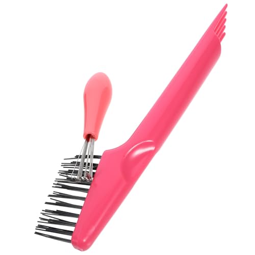 Hemobllo Cepillo Limpiador de Peines para Cabello Set 2 Piezas Rosa Herramienta Depilatoria Diseño de Rastrillo para Eliminar Pelo Incrustado Limpieza Eficaz para Cepillos y Peines