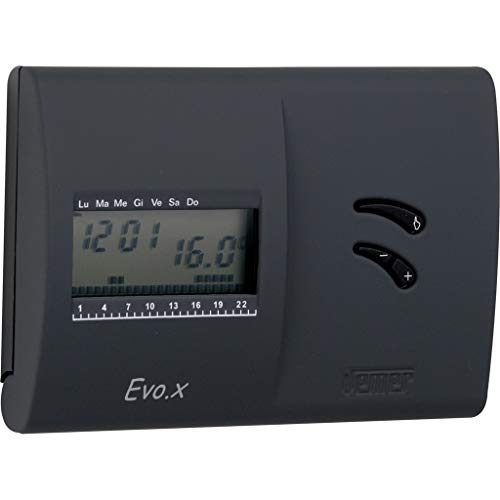 VEMER VN136800 EVO.X - Cronotermostato Digitale da Parete, Termostato Caldaia a Batteria, Programmazione Settimanale, Nero Opaco