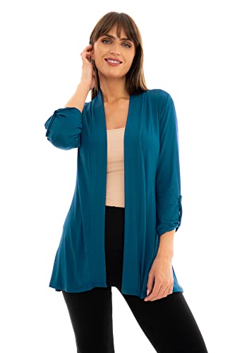 Image of Loxdonz Women's Open Front Cardigans Casual 3 /4 Sleeve Cardigan Soft Lightweight Top