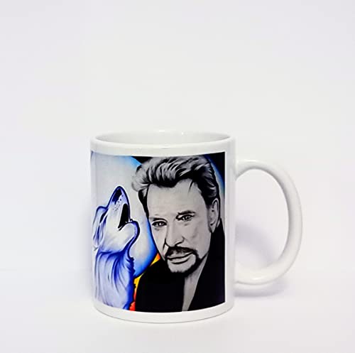Générique Mug tasse JOHNNY HALLYDAY avec le loup, idée cadeau, cadeau unique, tasse en céramique unique