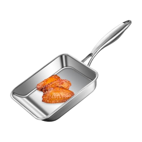 Sartén antiadherente genérica, sartenes y sartenes – Sartén cuadrada de acero inoxidable de 3 capas, sartén de hierro, utensilios de cocina, sartén para cocina