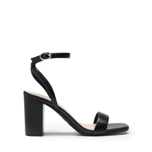 DREAM PAIRS Women's Chunky Heels Square Open Toe Ankle Buckle Strappy Block Heeled Sandals for Party Wedding Daily2