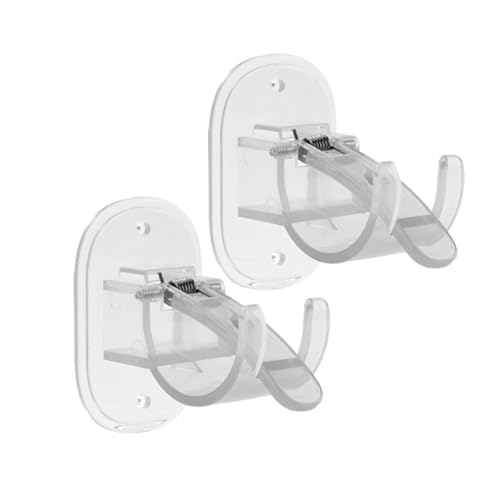 突っ張り棒 支え 補強 2個入 つっぱり棒落下防止 裏面接着剤とネジ穴加工 強力粘着 耐荷重5kg 落ちない 直径4.2cm 支え ネジ付き (透き通った)