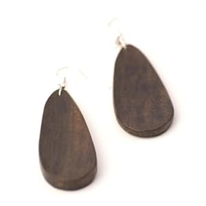 81stgeneration Large Wood Oval Teardrop Dangle Earrings for Women – Boho Wooden Pear-Shaped Earrings With 925 Silver Hooks – Geometric Mod Jewellery – Natural Tribal Accessory
