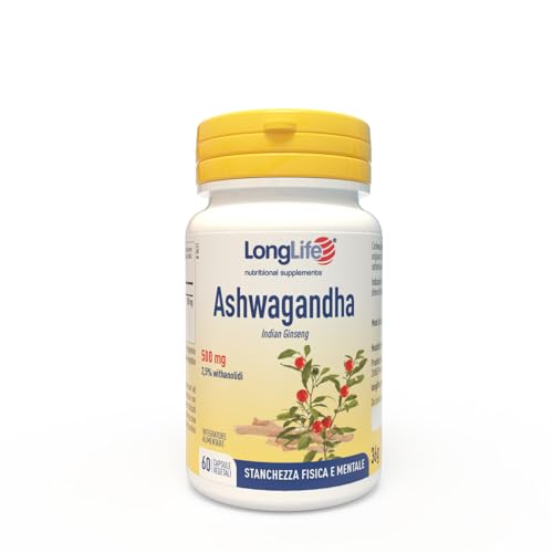 LongLife® Ashwagandha | Titolato al 2,5% in withanolidi | Relax e benessere mentale | Stanchezza e difese immunitarie | Fino a 2 mesi di trattamento | Senza glutine e vegano