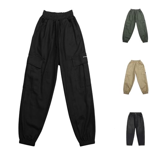 Boys Cargo Sweatpants with Pockets Baggy Elastic High Waist School Uniform Pants Causal Lightweight Hiking Kids Jogger 4-15Y