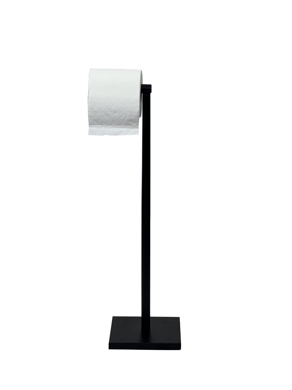 Toilet Roll Holder Black  Swivel Action Free Standing Paper Storage Square Base