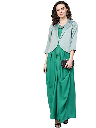 Image of Cottinfab Women's Viscose A-Line Maxi Casual Dress (DSS9476A- Green XL)